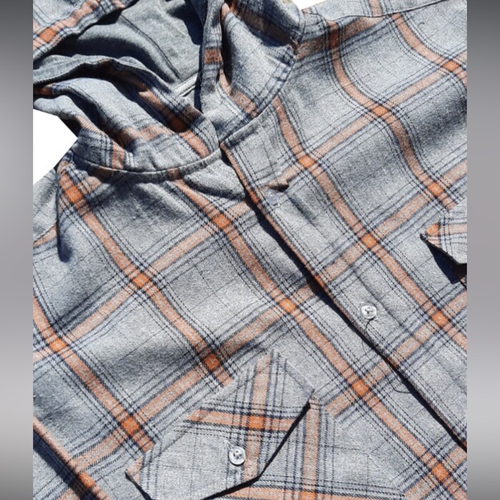 Molokai Surf Orange and Grey Hooded Flannel-Size XL
